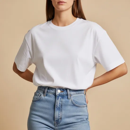 Pure Cotton Oversize Bisiklet Yaka Tişört